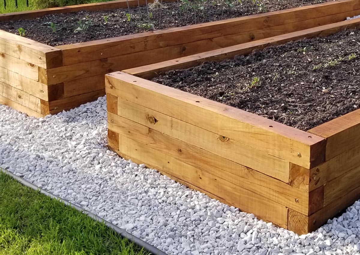 Beautiful Pressure Treated Wood Natural Stain Raised Bed Garden Chicago Builder 