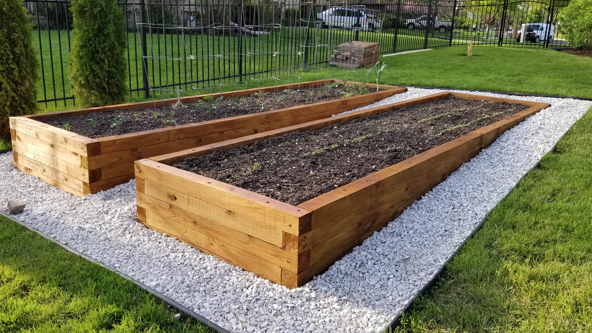 Beautiful Raised Bed Garden. PressureTreated Wood and Eco Natural Stain.